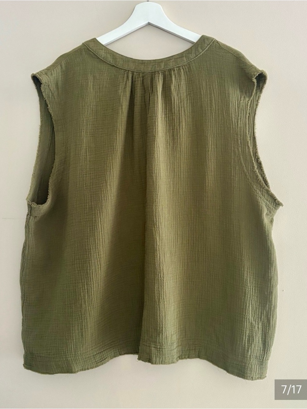 Joe Fresh Women’s Size 1X Olive-Green V-Neck Tank 100% Cotton Casual Top - Picture 5 of 15